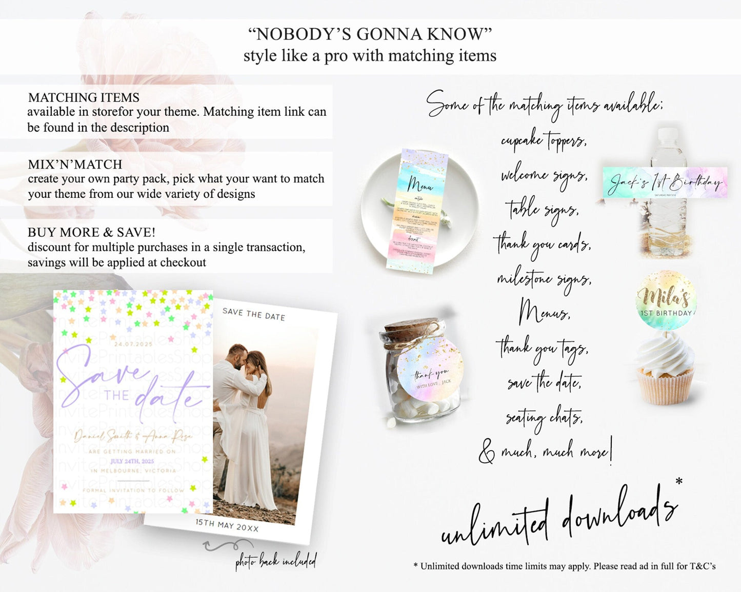Twinkle Stars Save The Date Template Pastel Twinkle Little Star Party Shooting Star Confetti Sprinkles Birthday Baptism Baby Shower D10396
