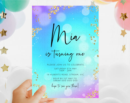 Mermaid Birthday Invitation Mermaid Invitation Rainbow Fish Under The Sea Colorful Pastel Mermaid Pool Party 2nd 1st First Birthday D10573