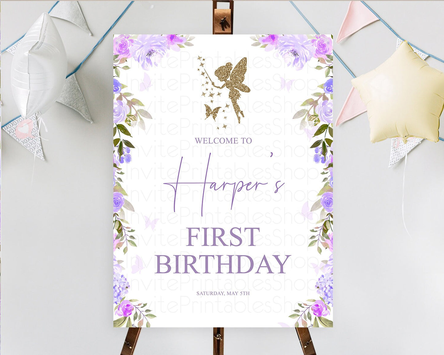 Fairy Welcome Sign Fairy Welcome Board Enchanted Garden Pastel Floral Butterfly Decor Secret Garden First Birthday Welcome Sign D10910