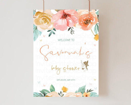 Editable Fairy Baby Shower Welcome Sign Fairy Welcome Board Enchanted Garden