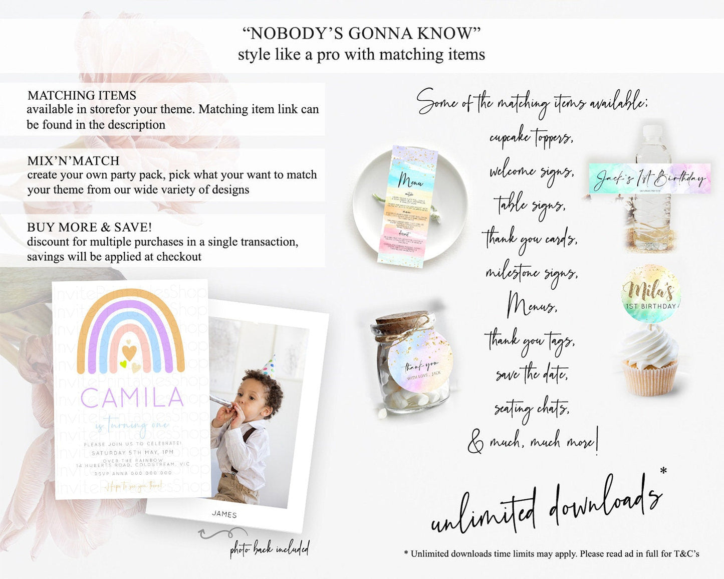 Pastel Rainbow Birthday Invitation Pastel Rainbow Invitation Rainbow Invitation Pastel Invitation Boho Rainbow 1st First Birthday D10238