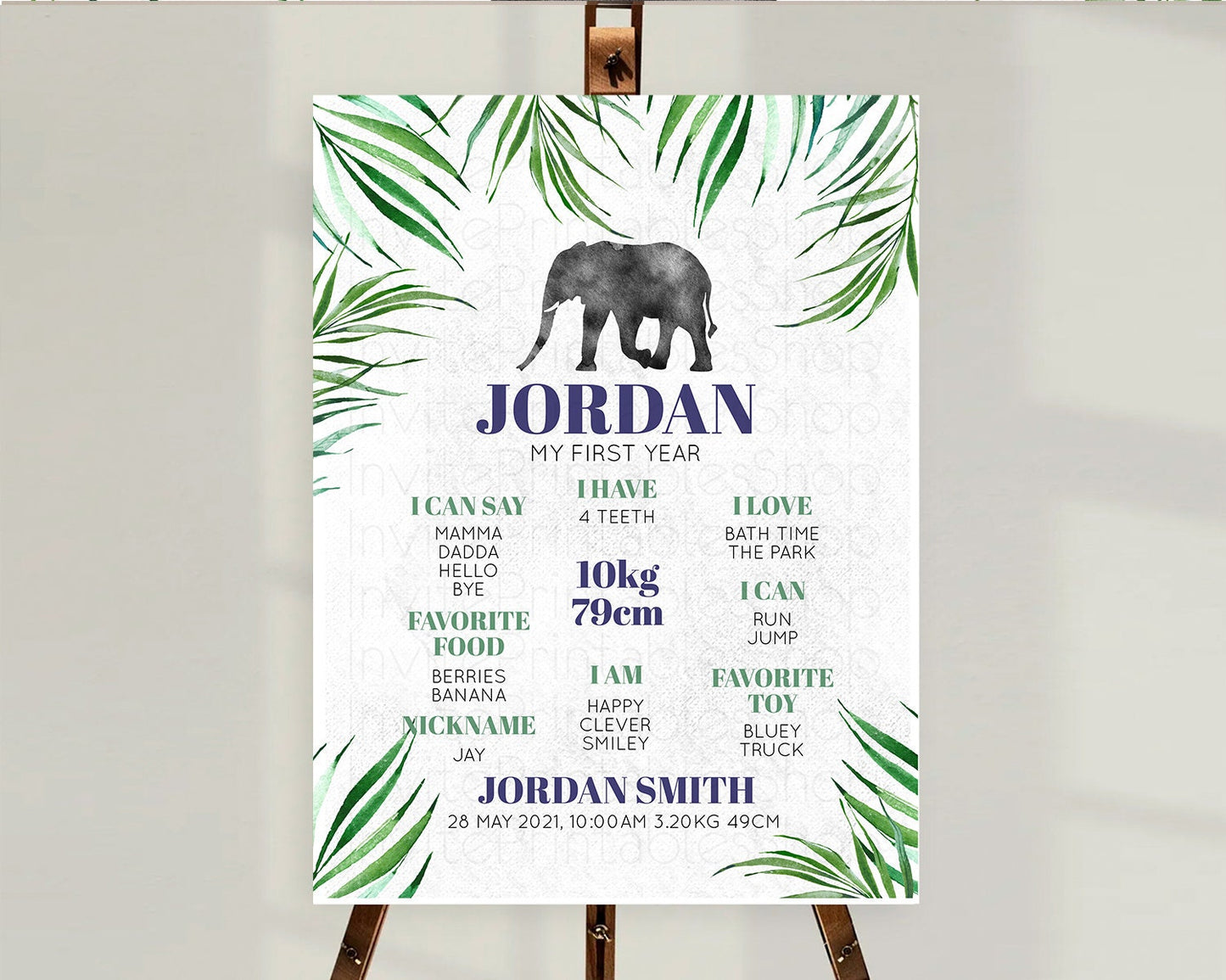 Elephant First Birthday Milestone Board Elephant Milestone Poster One Wild Year Safari Adventure Elephant Zoo Birthday Welcome Sign D10842