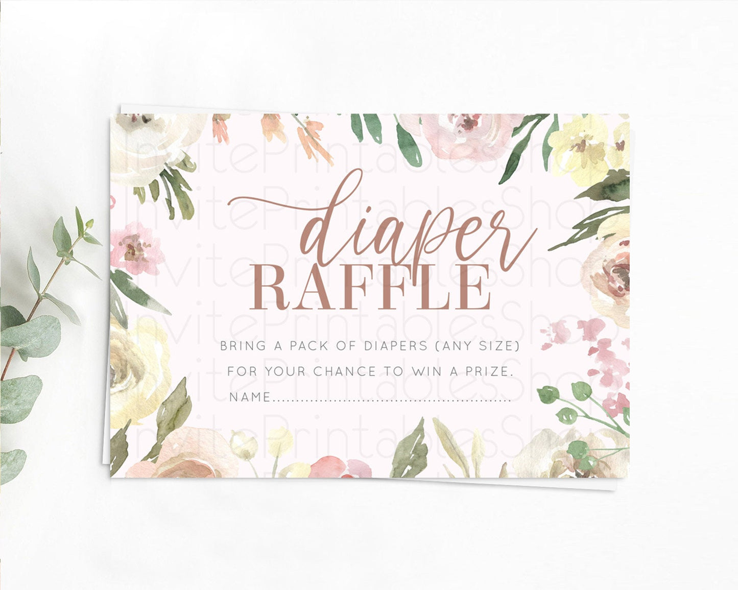 Secret Garden Diaper Raffle Card Boho Wildflower Diaper Raffle Insert Pastel Flower Garden Baby Shower Card Flower Raffle Game D10192