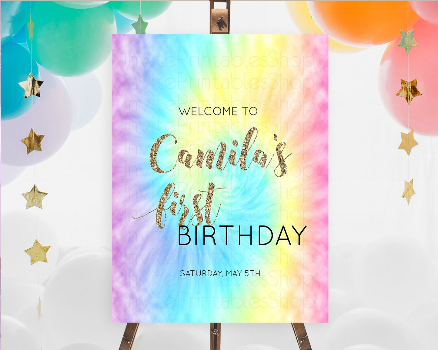 Tie Dye Welcome Board Rainbow Tie Dye Welcome Sign Pastel Welcome Poster Colorful Pastel Welcome Rainbow First Birthday Welcome Sign D10580