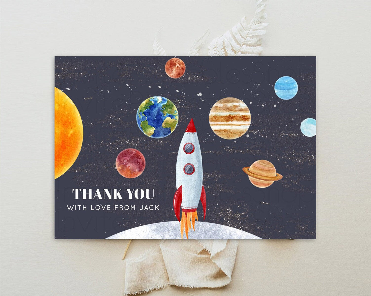 Space Thank You Space Thank You Card First Trip Around the Sun Thank You Card Planets Solar System First Birthday Thank You Cards D10430