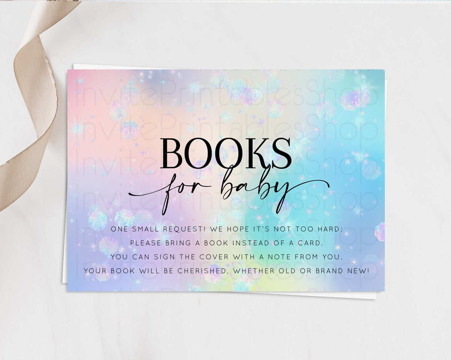 Rainbow Books For Baby Card Pastel Book Insert Colorful Pastel Watercolor Ombre Book Card Iridescent Sprinkles Book Poem Request D10665