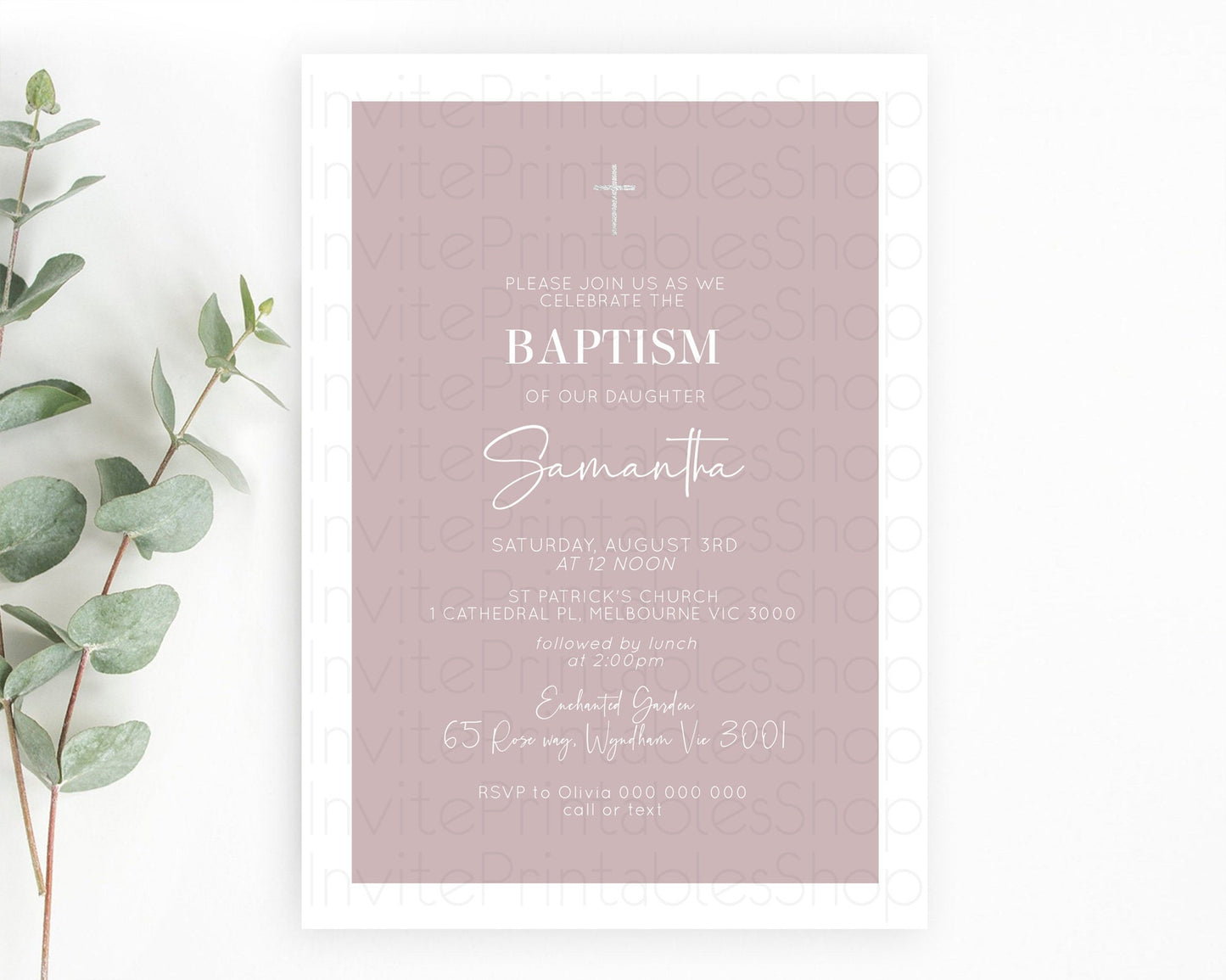 Pink Baptism Invitation Plain Pink Baptism 1st Birthday Invitation Minimalist Pastel Pink Christening Invitation Holy Communion D10936