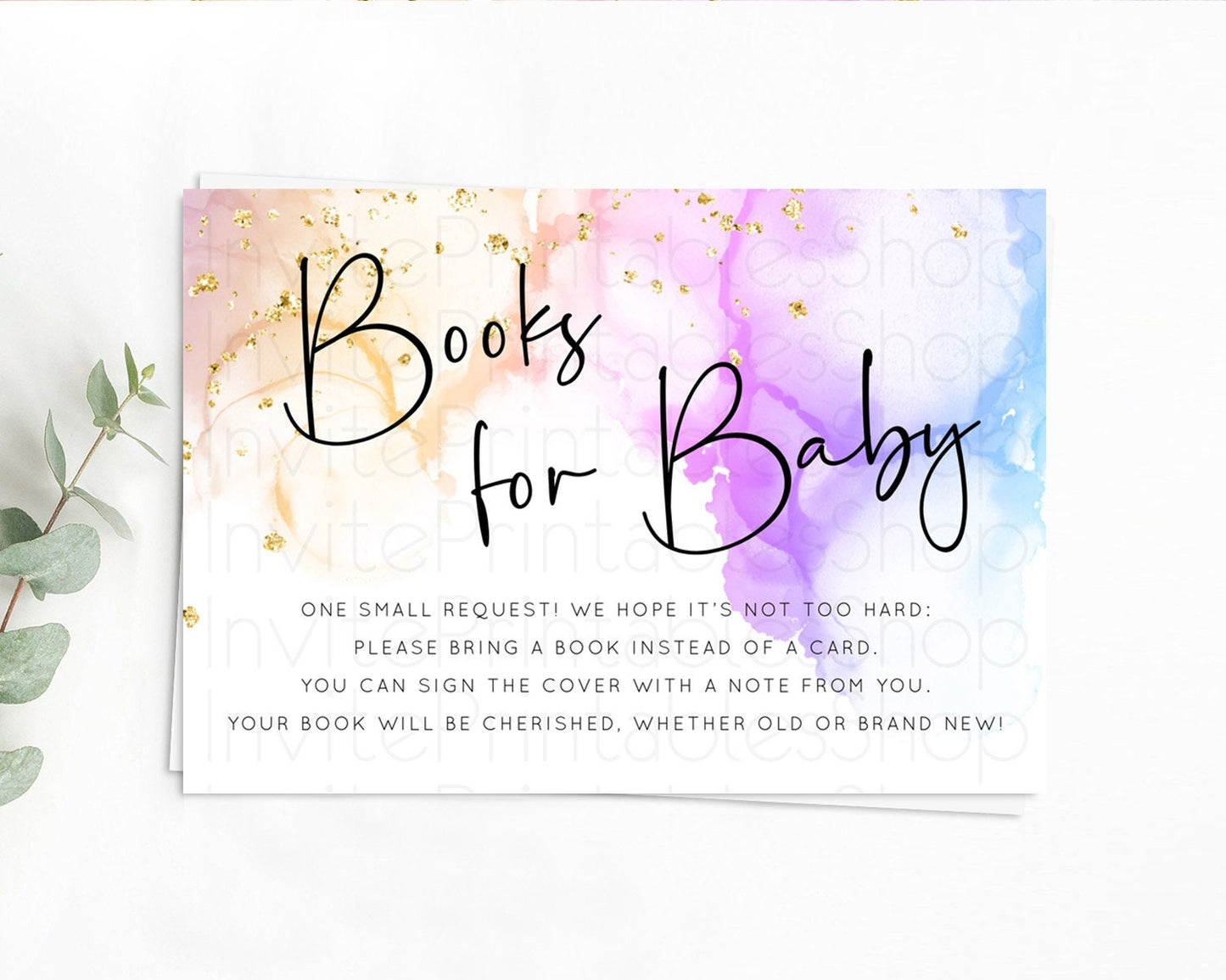 Pastel Books For Baby Card Pastel Rainbow Book Insert Colorful Ombre Watercolor Book Card Confetti Glitter Baby Book Poem Request D10180