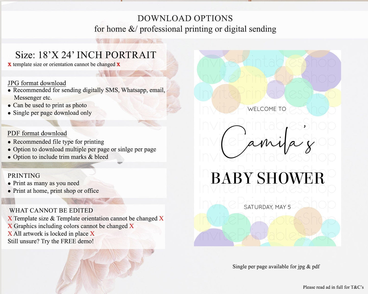 Rainbow Baby Shower Welcome Sign Pastel Welcome Board Pastel Rainbow Confetti Welcome Sign Colorful Bubbles Pastel Welcome Sign D10414