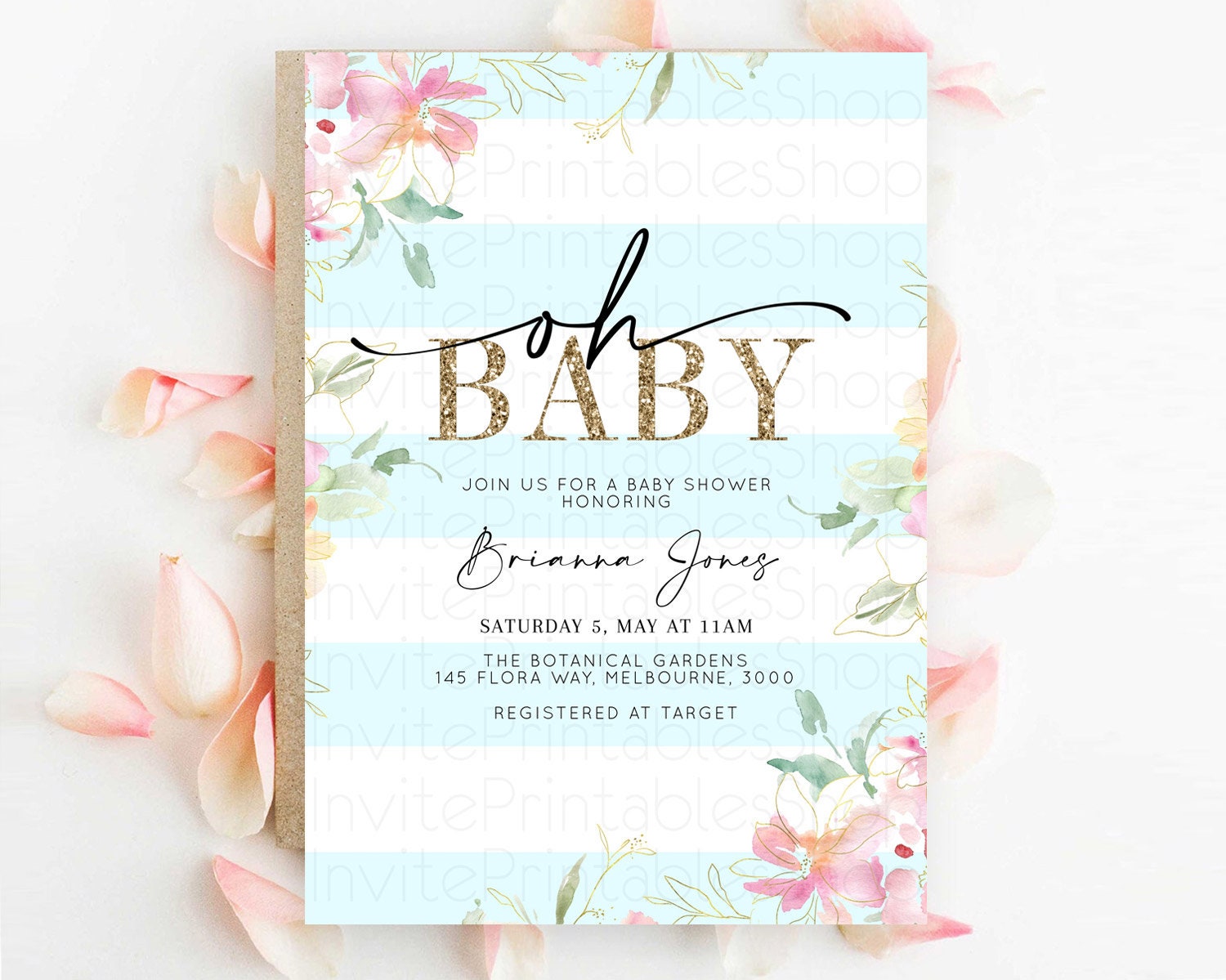 Editable Wildflower Baby Shower Invitation Secret Garden Baby Shower Invitat