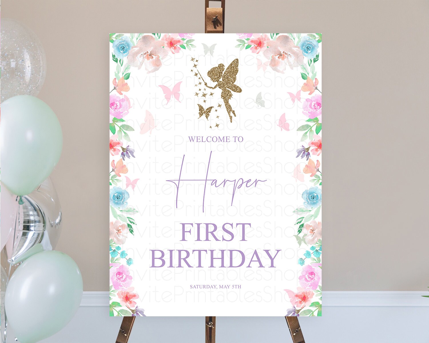 Editable Fairy Welcome Sign Fairy Welcome Board Enchanted Garden Pastel Flor