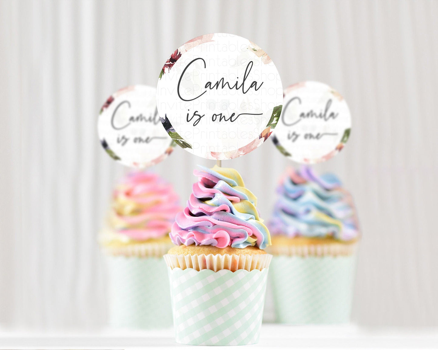 Secret Garden Cupcake Toppers Wildflower Cupcake Toppers Pastel Flowers Cupcake Toppers Enchanted Garden Boho Floral First Birthday D10538