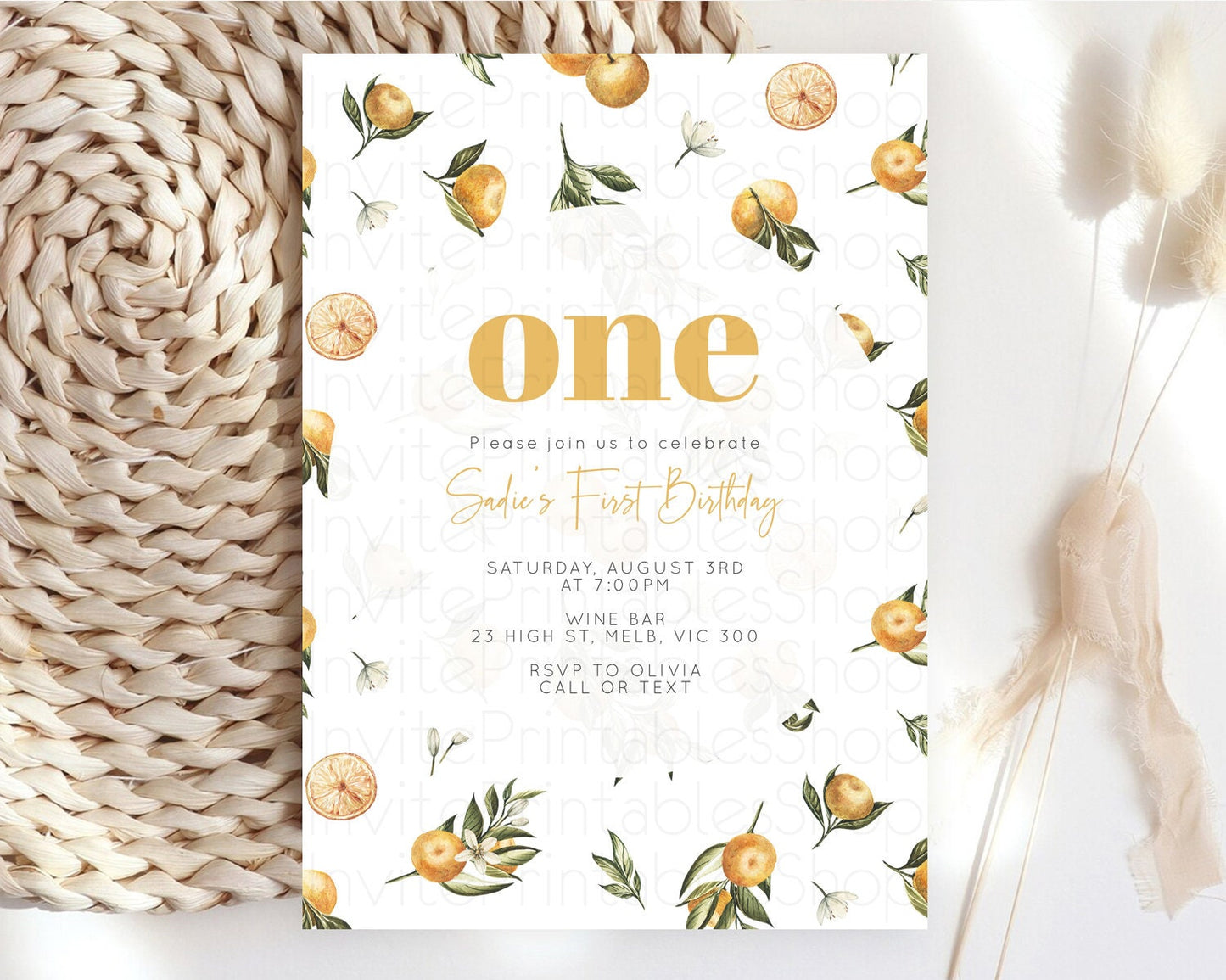 Citrus Birthday Invitation Lemon Invitation Orange Invitation Citrus Garden Birthday Citrus Floral Invitation 2nd 1st First Birthday D10545