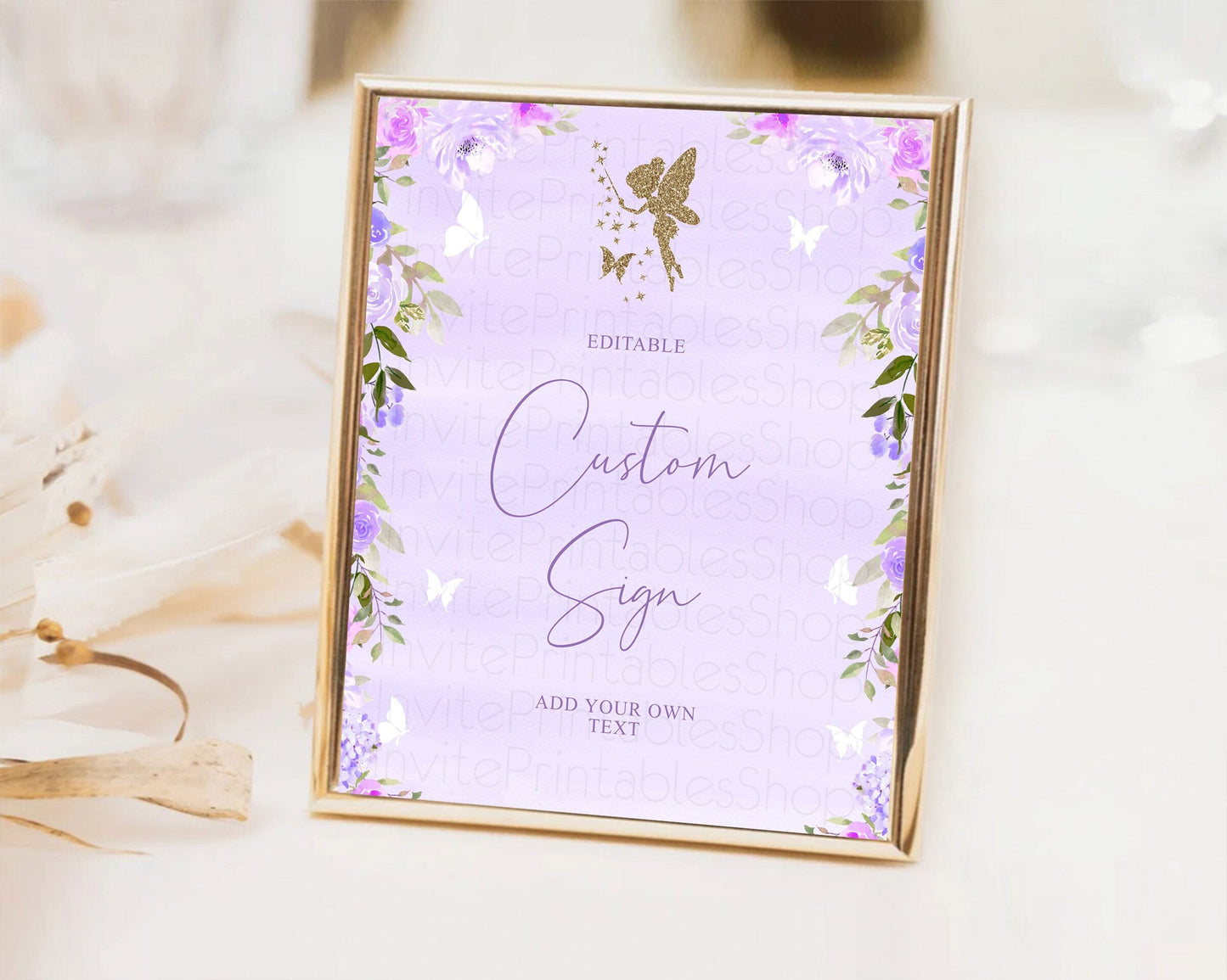 Fairy Sign Enchanted Garden Table Sign Decor Pastel Floral Butterfly Party Secret Garden Birthday Baptism Baby Shower Bridal Shower D10910