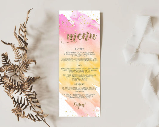 Editable Pastel Menu Pastel Rainbow Menu Template Colorful Pastel Table Deco