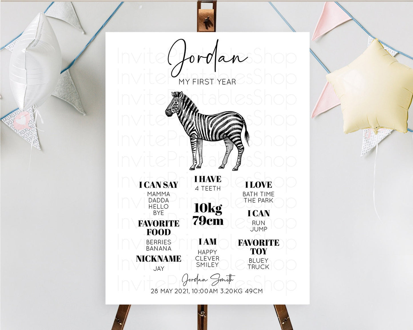 Zebra First Birthday Milestone Board Zebra Milestone Poster Zebra Decor Safari Adventure Zebra First Birthday Welcome Sign D10249