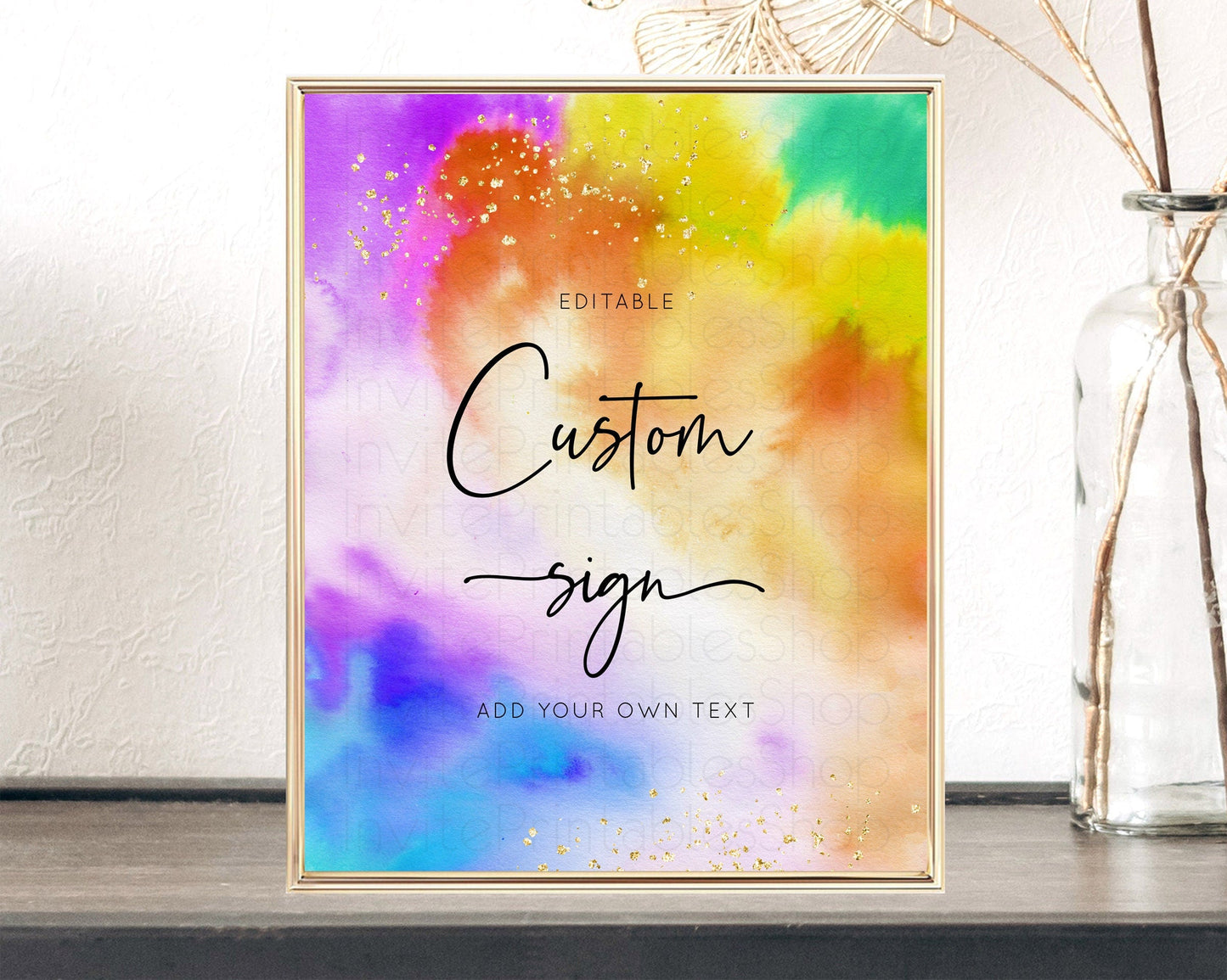 Tie Dye Sign Ombre Table Sign Decor Rainbow Pastel Ombre Watercolor Party 1st Birthday Baptism Baby Shower Bridal Shower Wedding D10530