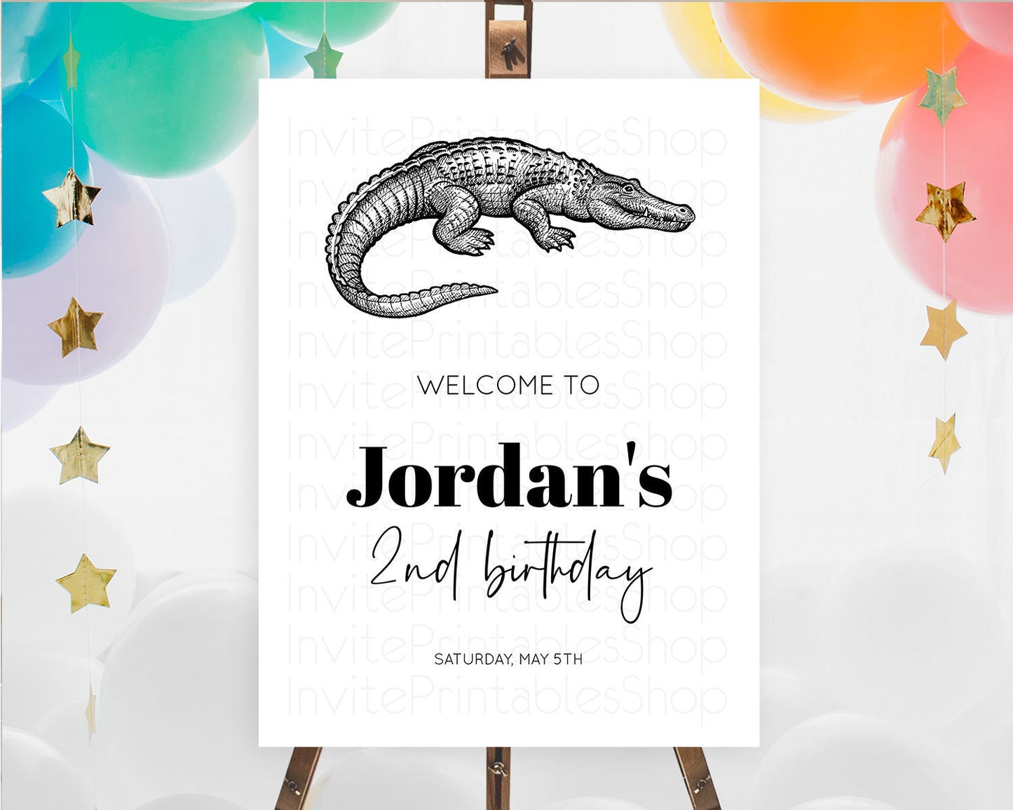 Crocodile Welcome Sign Alligator Welcome Board Croc Gator Party Welcome Poster Safari Decor Croc Gator First Birthday Welcome Sign D10286