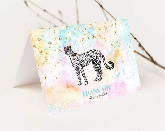 Editable Pastel Cheetah Thank You Rainbow Cheetah Thank You Card Colorful Ra