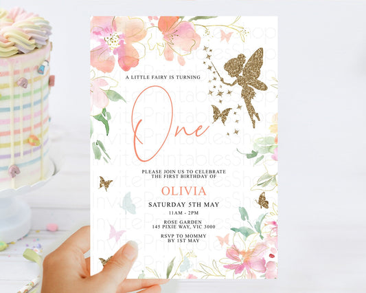 Fairy Birthday Invitation Fairy Invites Fairy Tea Party Fairy Garden Birthday Secret Garden Enchanted Garden Pastel Floral Butterfly D10934