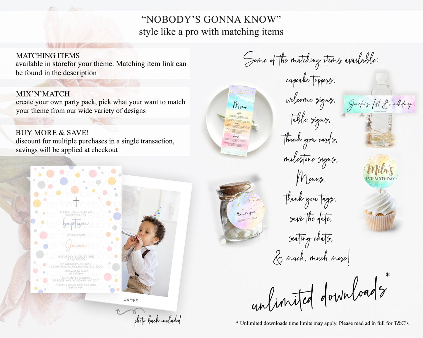 Pastel Baptism Invitation Pastel Confetti Baptism 1st Birthday Invitation Colorful Rainbow Confetti Bubbles Christening Invitation  D10759