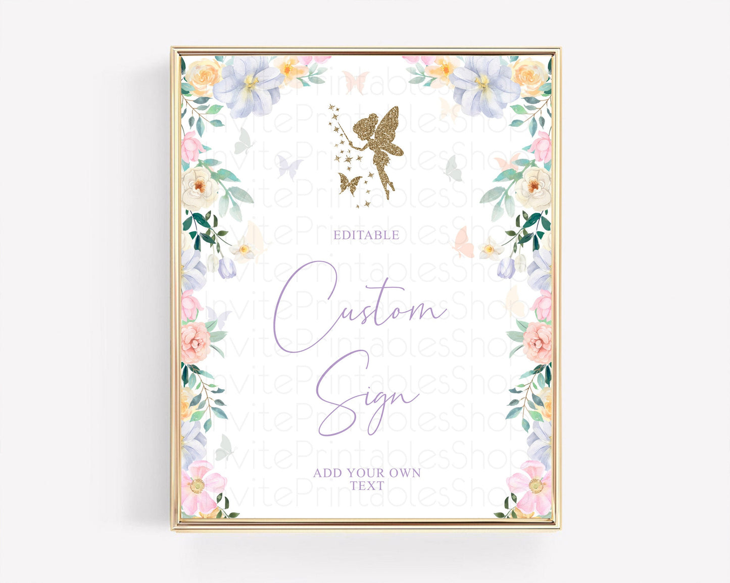 Fairy Sign Enchanted Garden Table Sign Décor Pastel Floral Butterfly Party Secret Garden Birthday Baptism Baby Shower Bridal Shower D10474