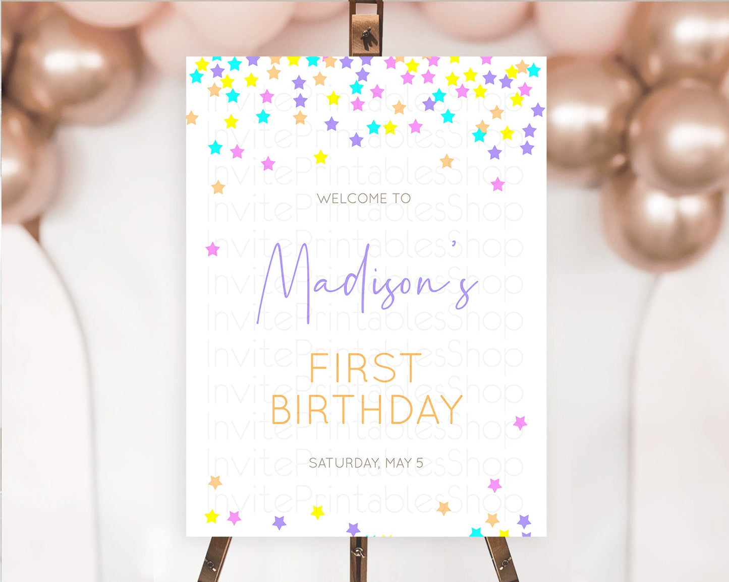 Editable Star Welcome Board Pastel Stars Welcome Sign Shooting Star Rainbow