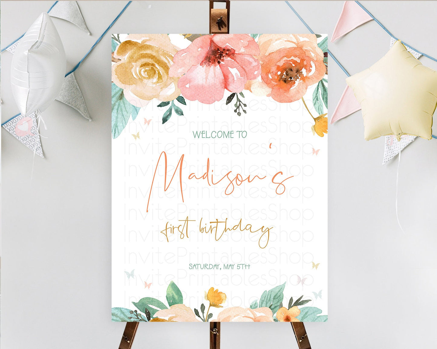 Secret Garden Welcome Sign Wildflower Welcome Board Pastel Flower Garden Welcome Poster Boho Wildflower First Birthday Welcome Sign D10347