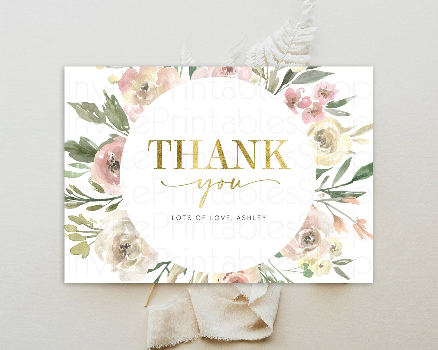 Secret Garden Thank You Wildflower Thank You Card Pastel Flower Garden Birthday Thank You Card Boho Floral Teacher Thank You Card D10202