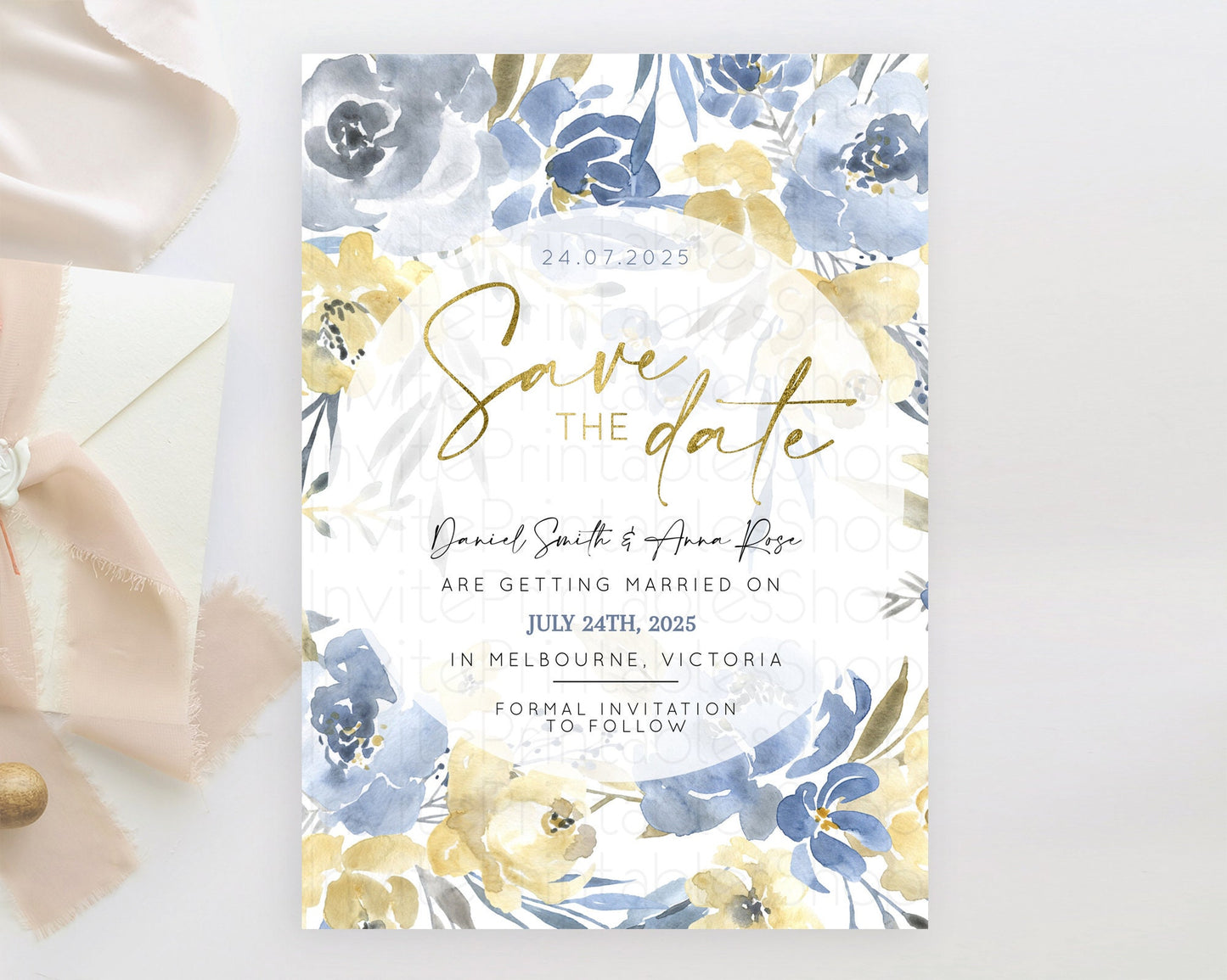 Wildflower Save The Date Template Secret Garden Save The Date Pastel Floral Garden Party Boho Flowers Birthday Baby Shower Wedding D10189