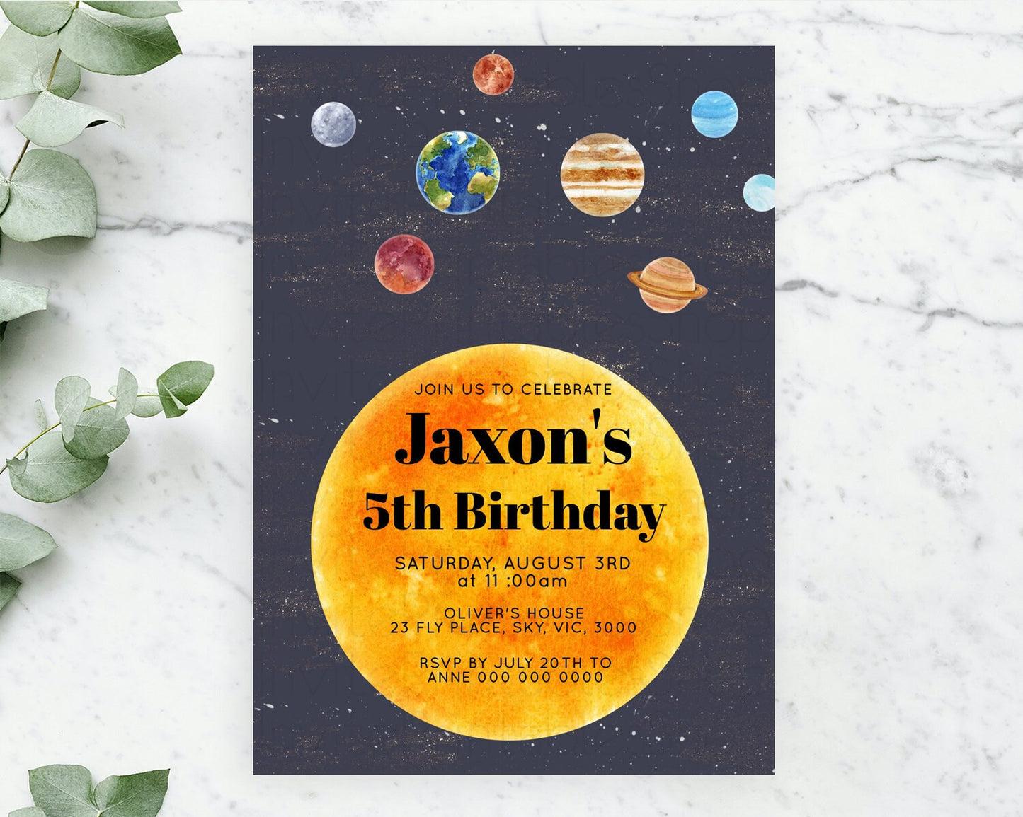 Space Birthday Invitation Space 1st Birthday Invites First Trip Around the Sun Invite Sky Stars Planets Milkyway Solar System Invite D10430