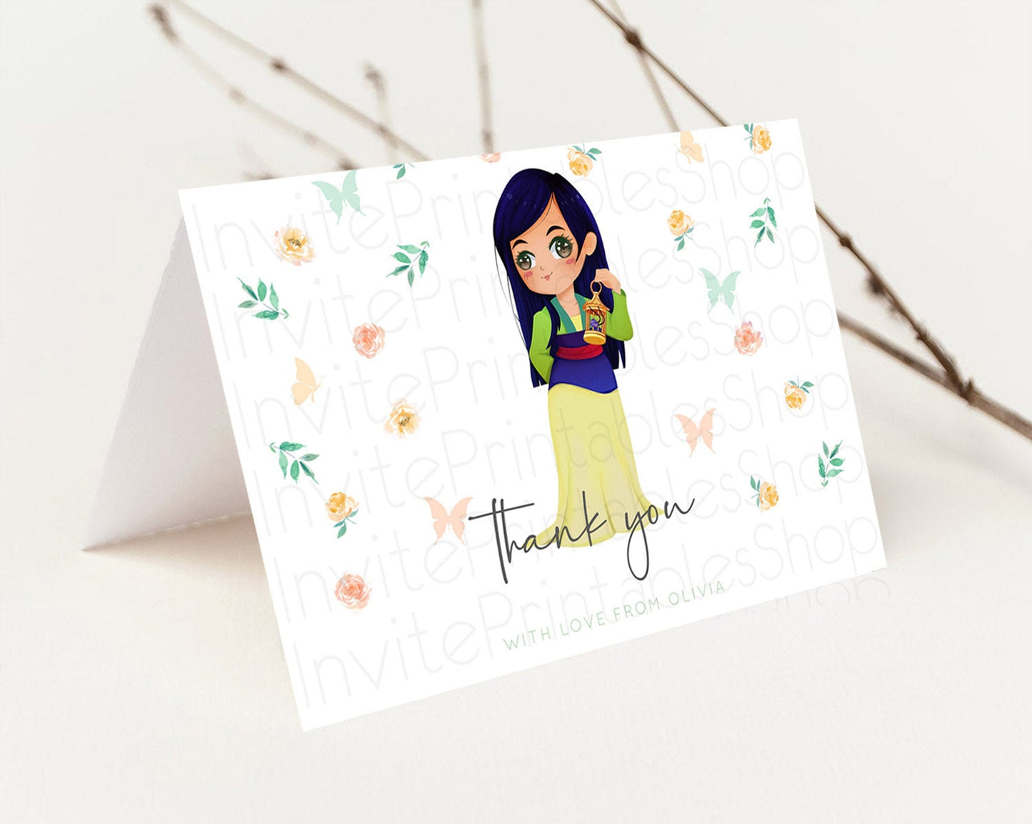 Princess Thank You Castle Thank You Card Secret Garden Birthday Thank You Card Enchanted Castle Pastel Floral Teacher Thank You Card D10357