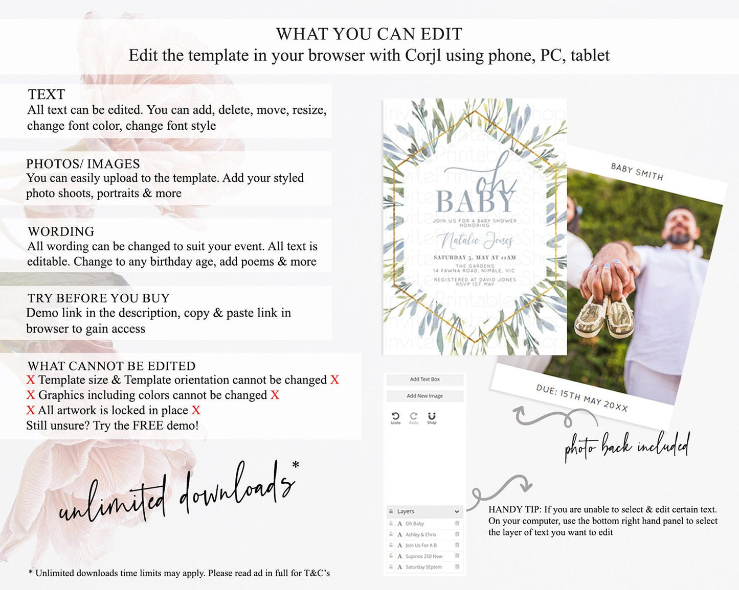 Leaf Baby Shower Invitation Leafy Watercolor Invitation Simple Greenery Invitation Eucalyptus Fern Spray Leaves Minimal Green Leaf D10532