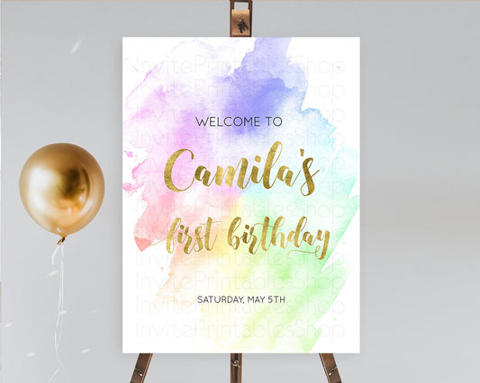 Editable Pastel Welcome Sign Pastel Rainbow Welcome Sign Colorful Rainbow Co