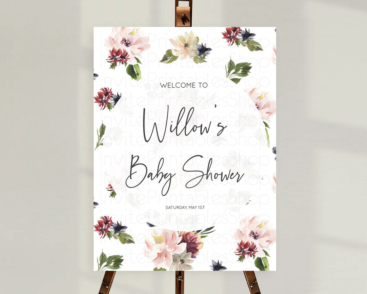 Secret Garden Baby Shower Welcome Sign Wildflower Welcome Board Pastel Flower Garden Welcome Poster Boho Wildflower Welcome Sign D10538