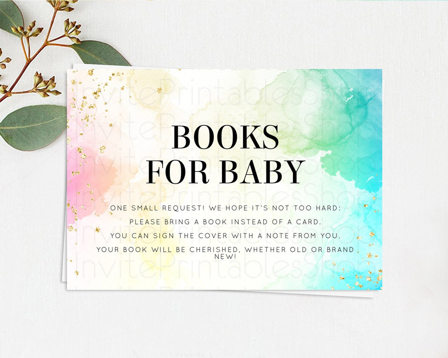 Pastel Books For Baby Card Pastel Rainbow Book Insert Colorful Ombre Watercolor Book Card Confetti Glitter Baby Book Poem Request D10770