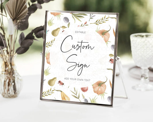 Editable Vegetable Garden Table Sign Decor Pear Ladybug Plum Pumpkin Country