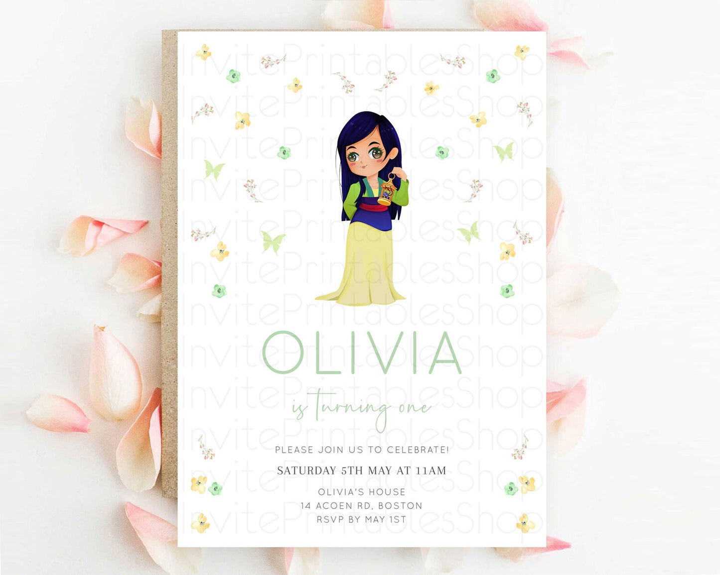Princess Birthday Invitation Castle Invitation Royal Birthday Fairy Tale Enchanted Castle Pastel Floral Garden 1st First Birthday D10350