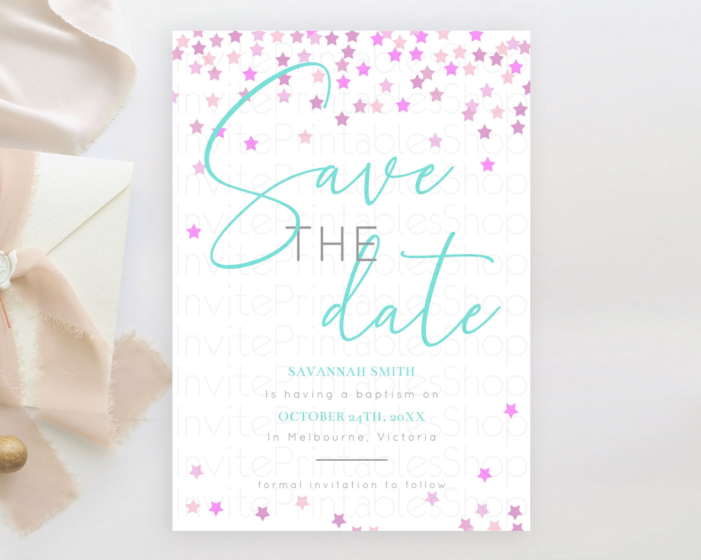 Editable Twinkle Stars Save The Date Template Pastel Twinkle Little Star Par
