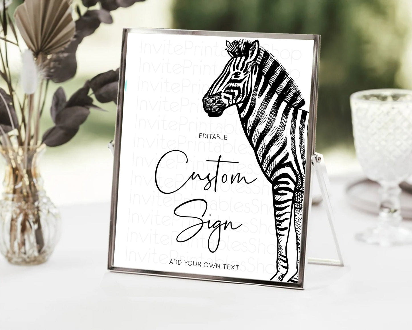 Zebra Sign Zebra Table Sign Decor Zebra Party Sign Template Safari Adventure Zebra Minimal Theme 1st Birthday Baptism Baby Shower D10249