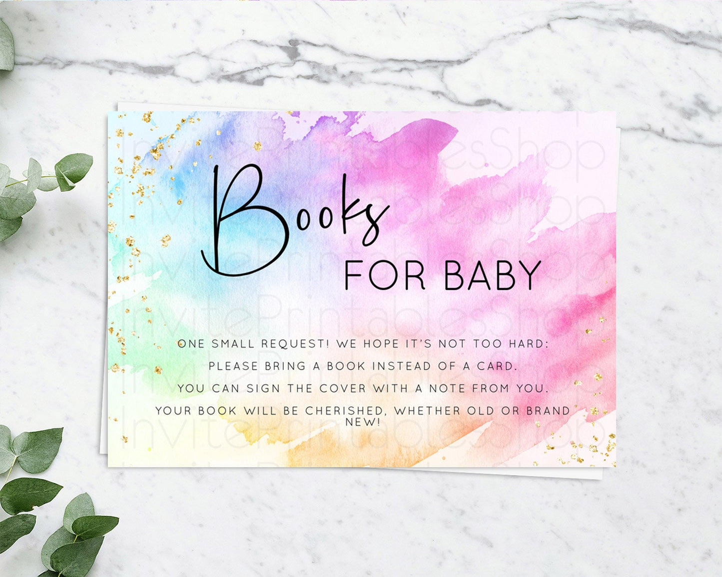 Pastel Books For Baby Card Pastel Rainbow Book Insert Colorful Ombre Watercolor Book Card Confetti Glitter Baby Book Poem Request D10449