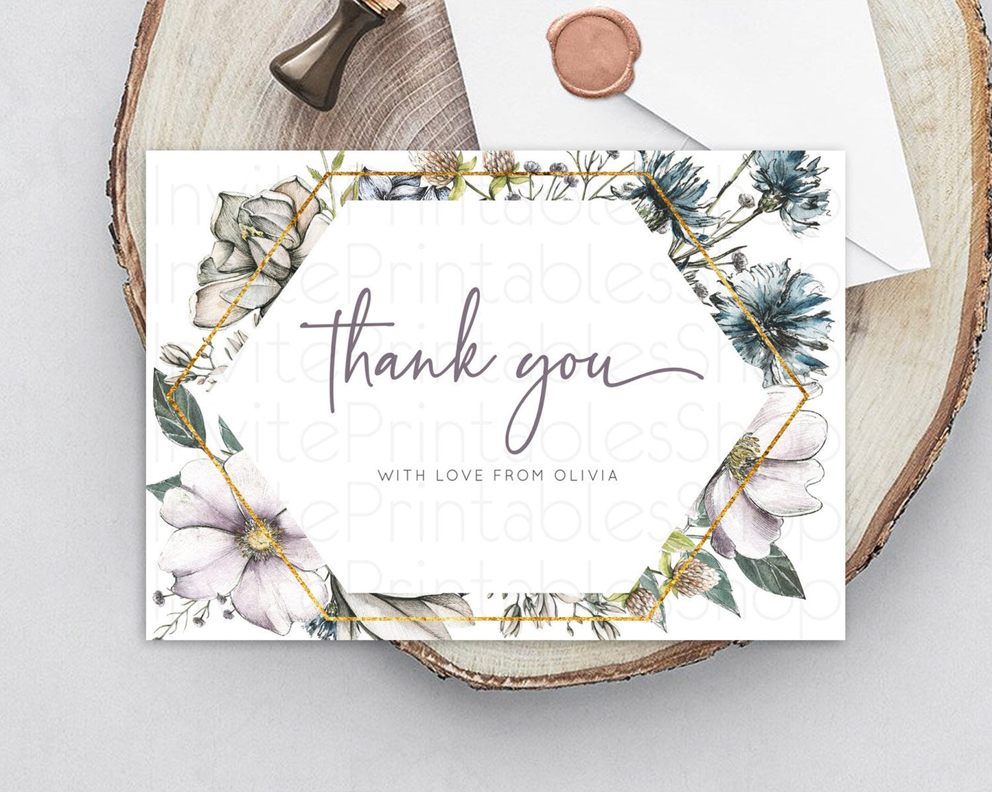 Secret Garden Thank You Wildflower Thank You Card Pastel Flower Garden Birthday Thank You Card Boho Floral Teacher Thank You Card D10501