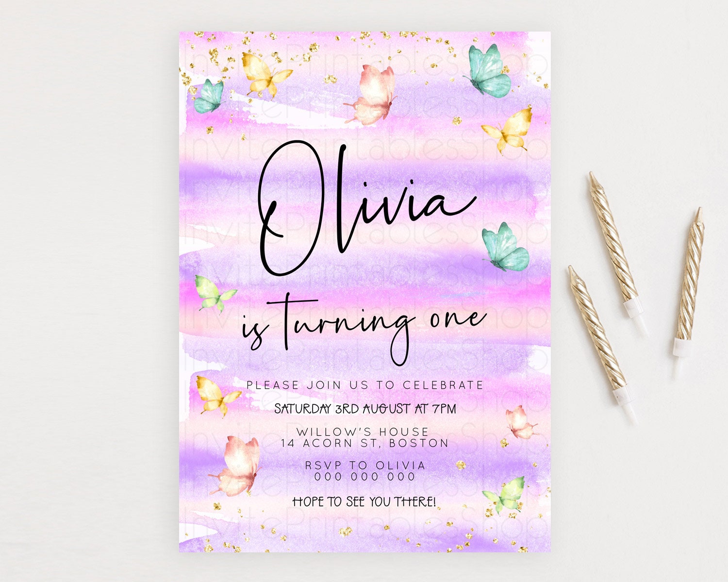 Editable Pastel Butterfly Birthday Invitation Butterfly Birthday Invitation