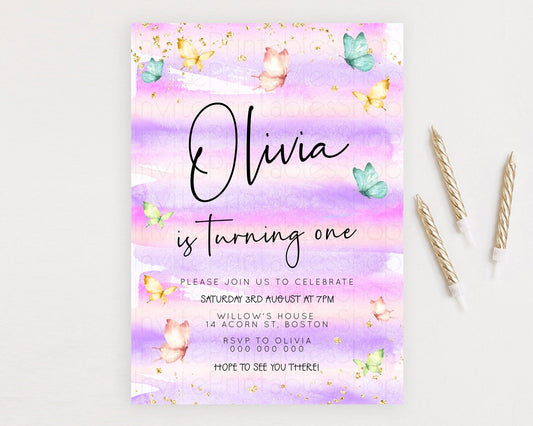 Editable Pastel Butterfly Birthday Invitation Butterfly Birthday Invitation