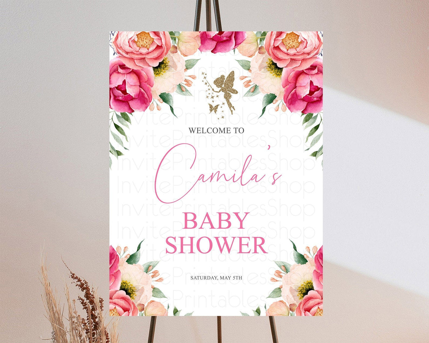 Fairy Baby Shower Welcome Sign Fairy Welcome Board Enchanted Garden Pastel Floral Butterfly Decor Secret Garden Fairy Welcome Sign D10883