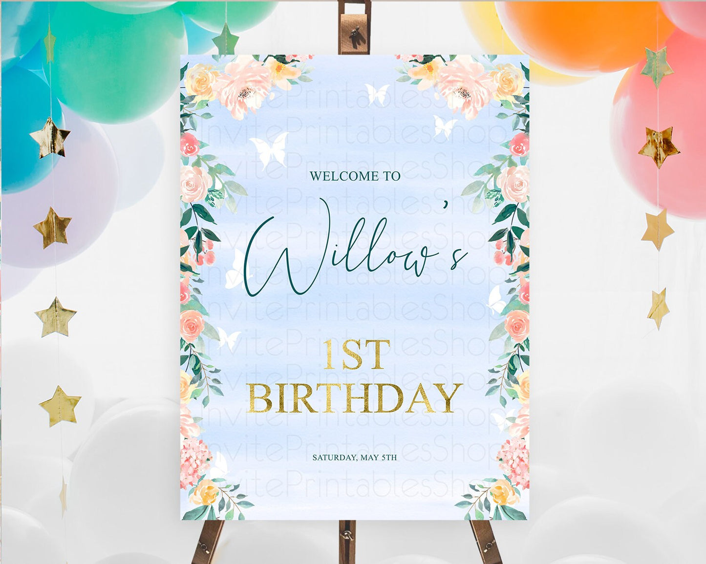 Secret Garden Welcome Sign Wildflower Welcome Board Pastel Flower Garden Welcome Poster Boho Wildflower First Birthday Welcome Sign D10337