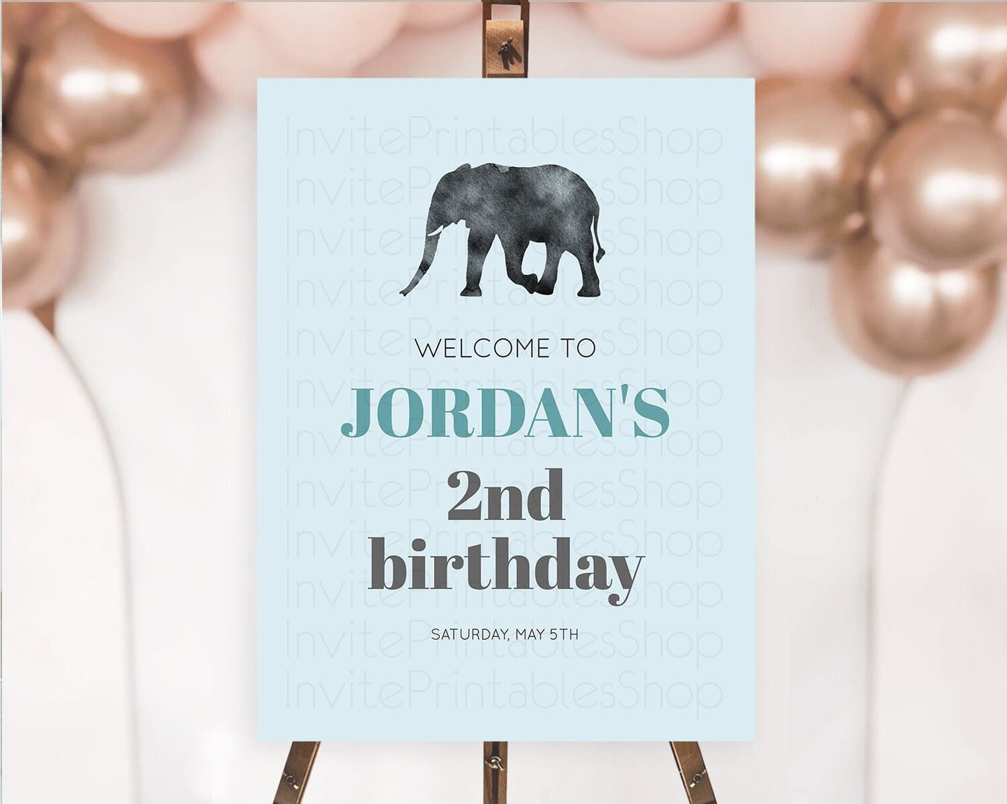 Elephant Welcome Sign Elephant Welcome Board Elephant Party Welcome Poster Safari Party Decor Elephant First Birthday Welcome Sign D10802