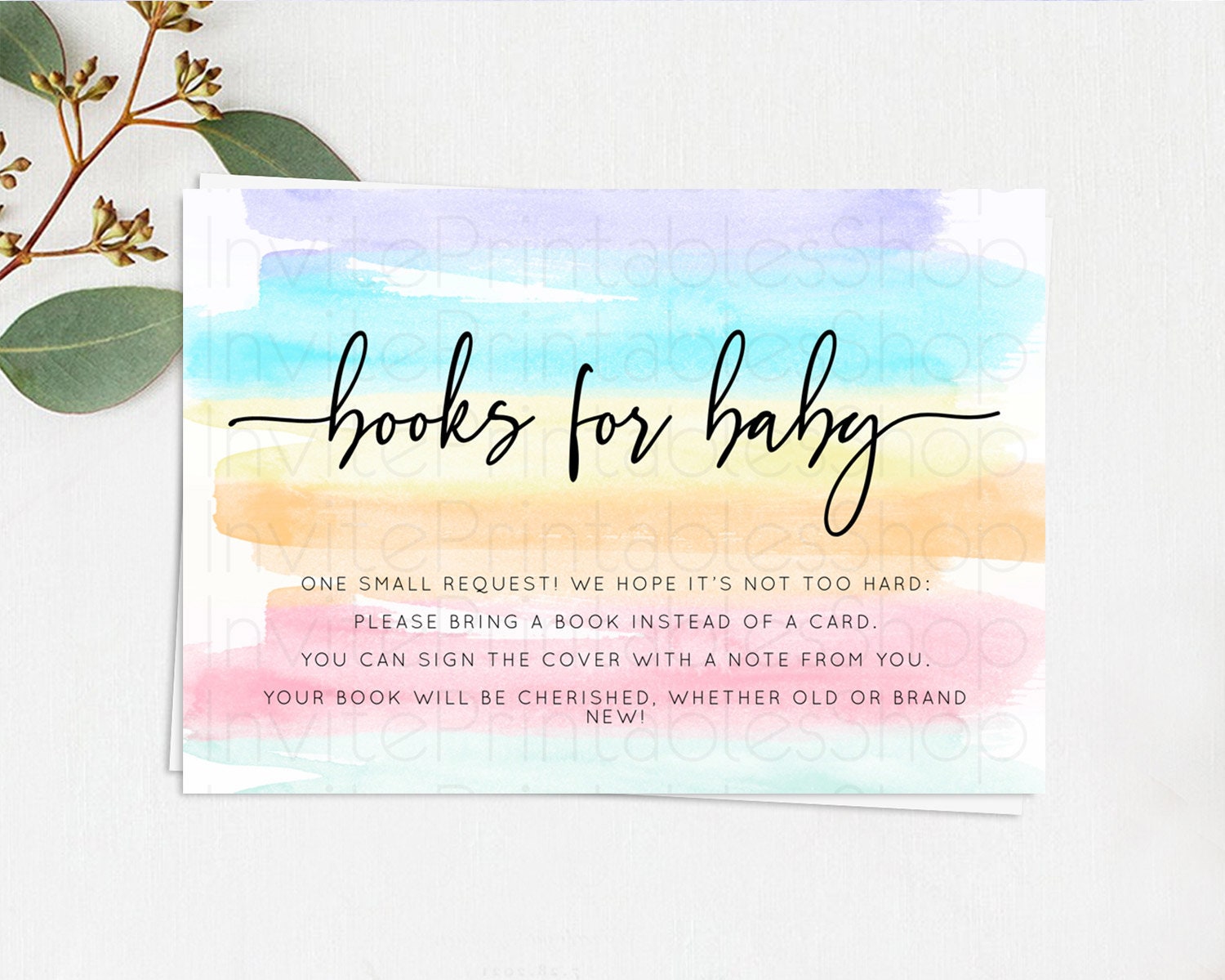 Editable Pastel Books For Baby Card Pastel Rainbow Book Insert Colorful Ombr