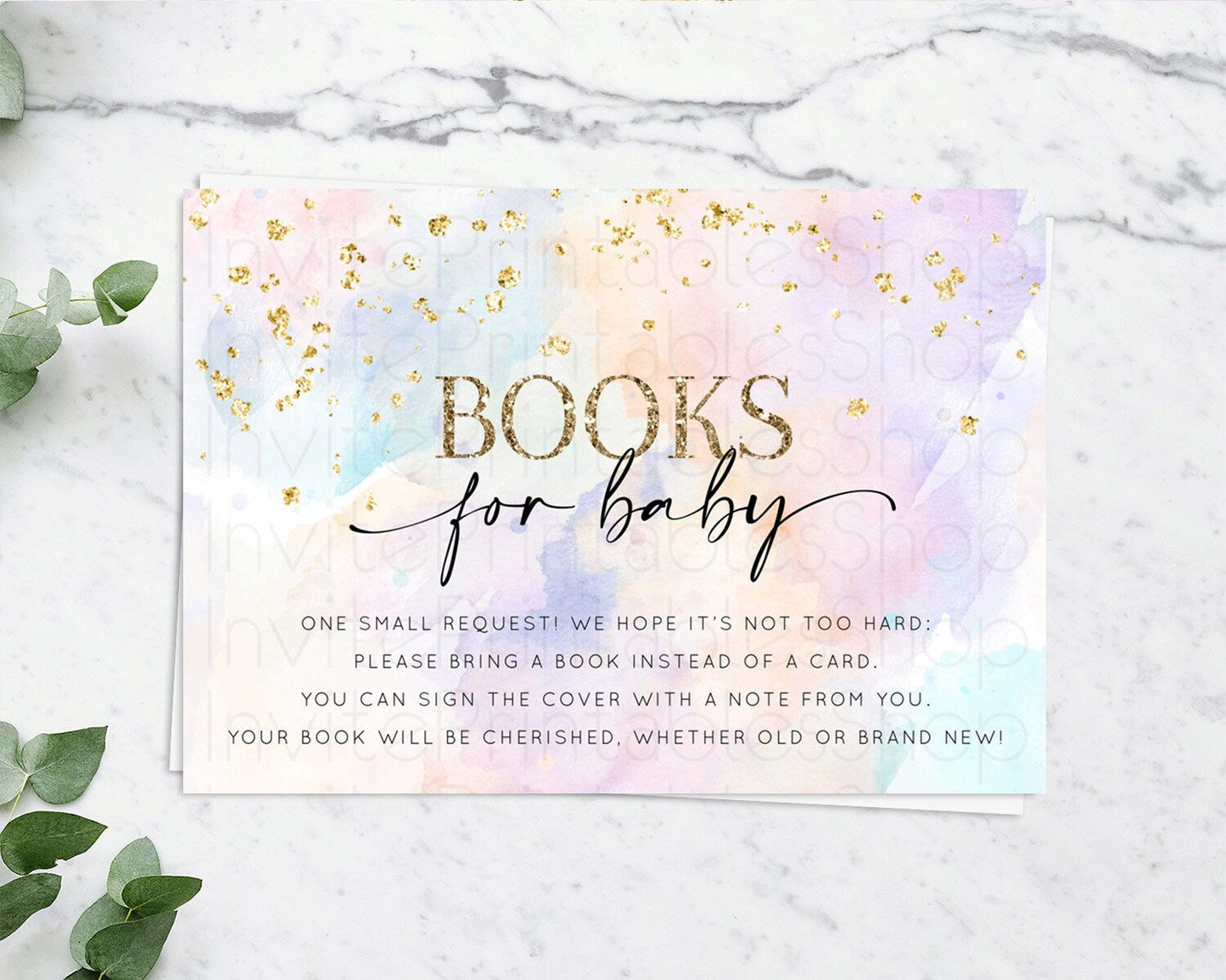 Pastel Books For Baby Card Pastel Rainbow Book Insert Colorful Ombre Watercolor Book Card Confetti Glitter Baby Book Poem Request D10605