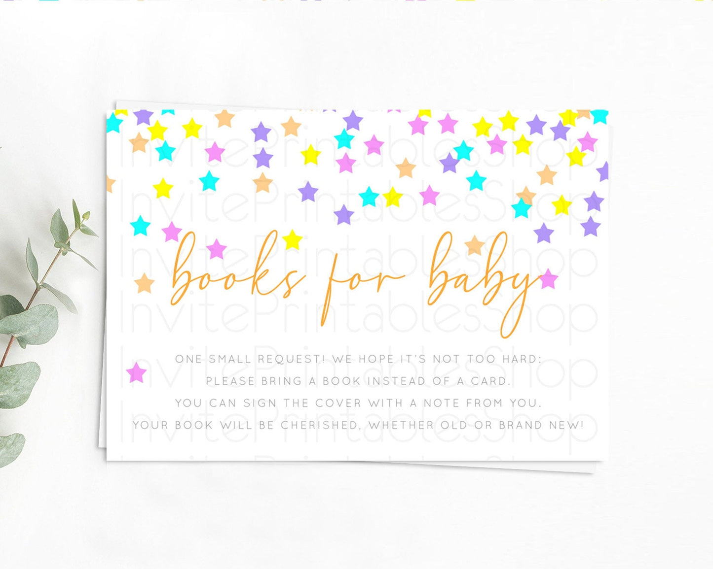 Pastel Star Books For Baby Card Shooting Star Book Insert Twinkle Little Star Book Card Rainbow Confetti Guests Book Poem Request D10397